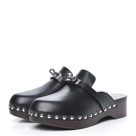 hermes mules carlotta|HERMES Calfskin Carlotta Mules 35 Black .